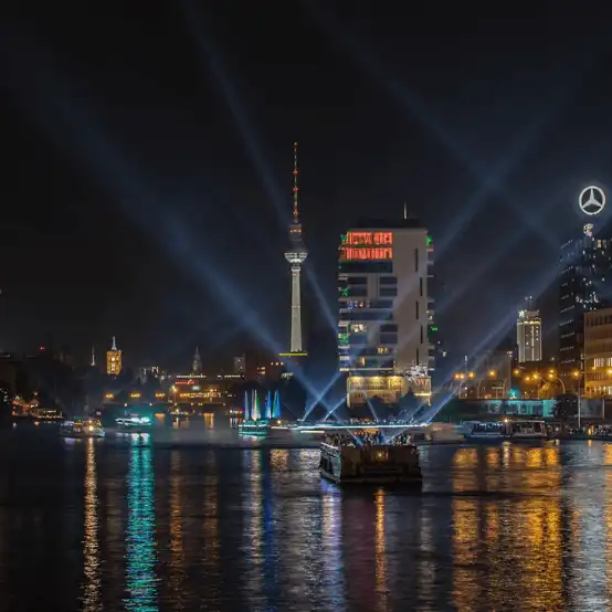 Berlin, night, city, architecture, berlin, illuminated, building, sky, germany, built structure, building exterior, Berlin, cityscape, travel destinations, travel, tourism, Germany, tower, skyscraper, modern, dusk, Night, office building exterior, spire, urban Scene, transportation, famous Place, capital, history, river, water, built Structure, building Exterior