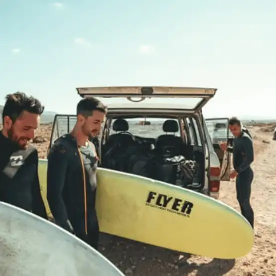 flyer at beach, SURFBOARD & FISH ROD TRANSFERS